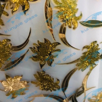 酸洗冰花镀亮金黄玻璃
